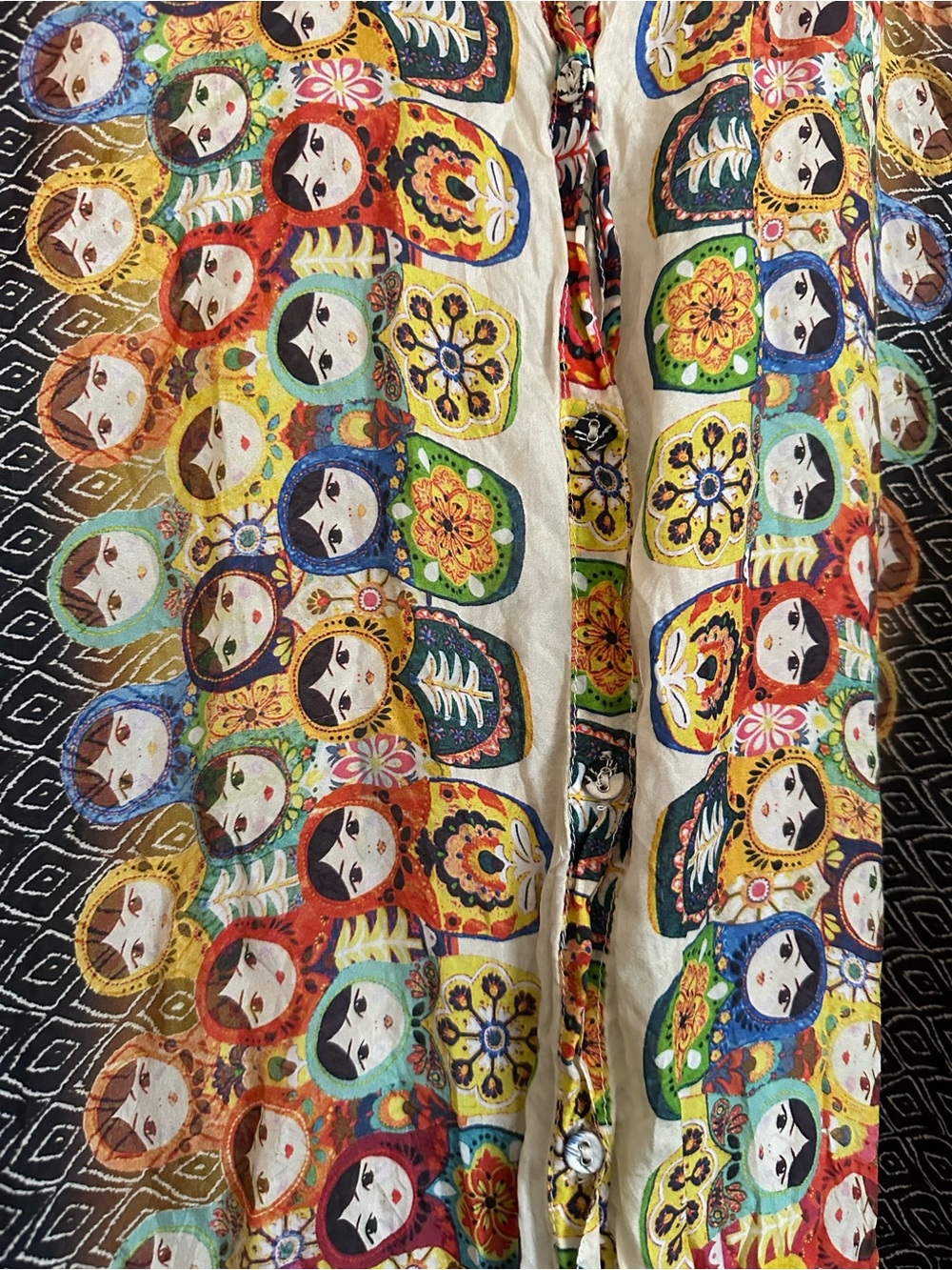 Johnny Was RARE Babette Russian Nesting Dolls 100% Silk Top Size 2X - Picture 2 of 12